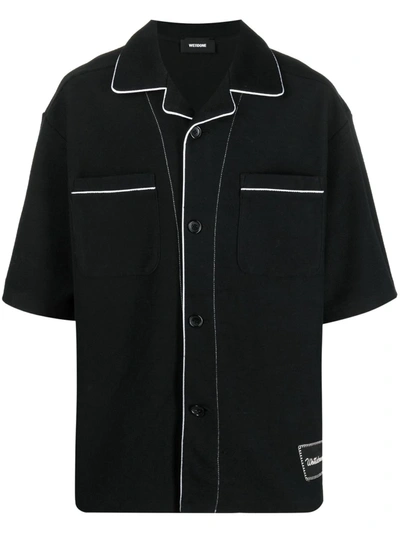 Shop We11 Done Contrast-trim Denim Shirt In Black