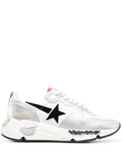 Shop Golden Goose Running Sole Leather Sneakers In Weiss