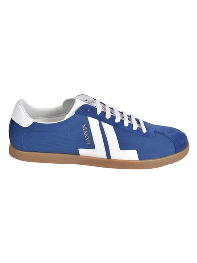 Shop Lanvin Glen Low Top Sneakers In Blue Marine/white