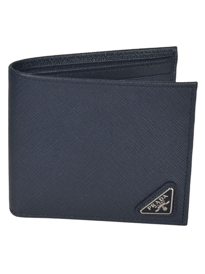 Shop Prada Logo Plaque Wallet In Baltico