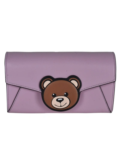 Shop Moschino Snap Button Bear Continental Wallet In Pink