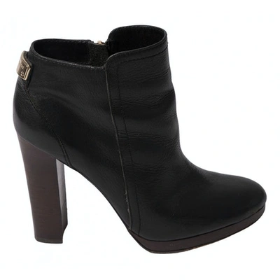 Pre-owned Coach Leather Ankle Boots In Black