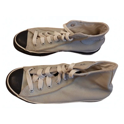 Pre-owned Converse Leather Trainers In Beige