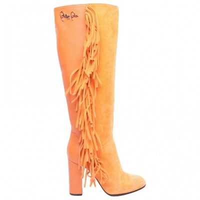 Pre-owned Philipp Plein Leather Boots In Orange