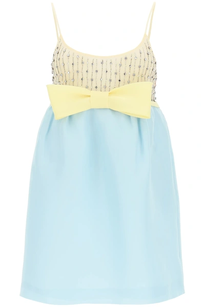 Shop Miu Miu Gazar Mini Dress In Cielo (light Blue)