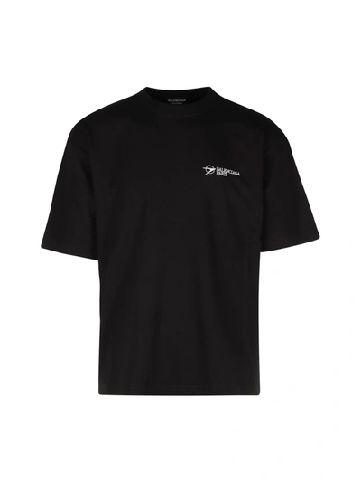 Shop Balenciaga Medium Fit T-shirt Vintage Jersey In Black White