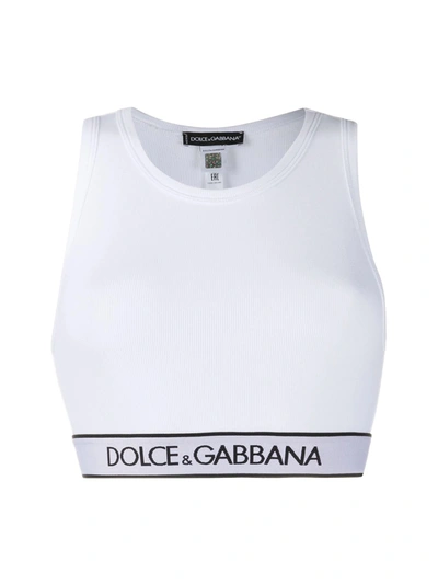 Shop Dolce & Gabbana Cotton Logo Top In White