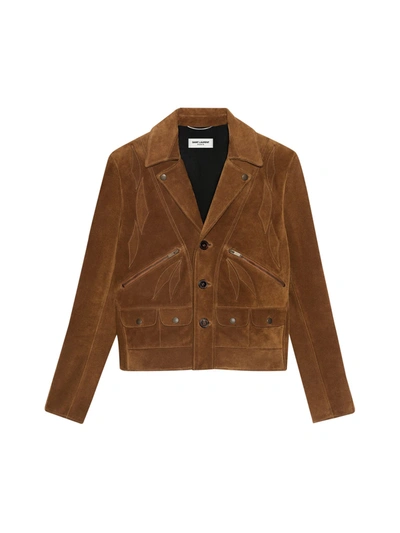 Shop Saint Laurent Jacket With Applications In Noix