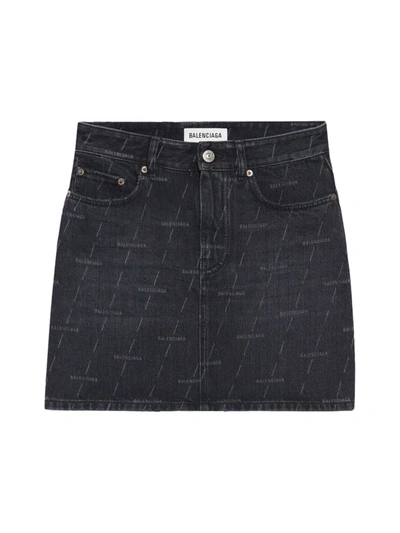 Shop Balenciaga Mini 5 Pocket Skirt In Stonewash Black