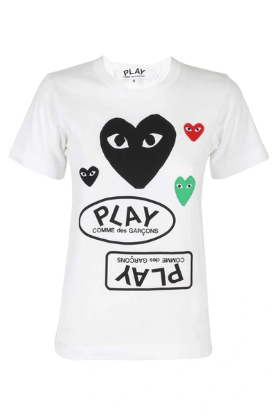Shop Comme Des Garçons Play T-shirt In Bianco