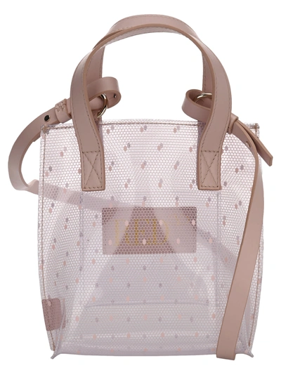 Shop Red Valentino Point Desprit Tote Bag In Trasparent Nude