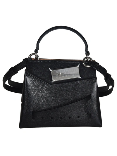 Shop Maison Margiela Logo Plaque Top Handle Shoulder Bag In Black
