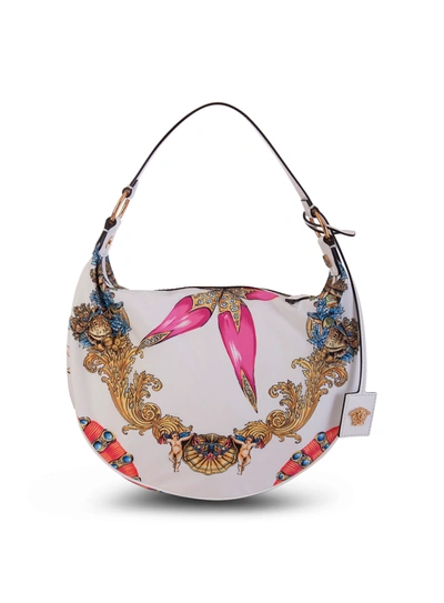 Shop Versace Mixed Print Hobo Bag In Bianco