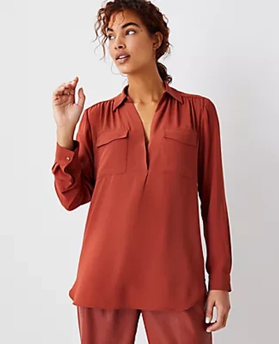 Shop Ann Taylor Camp Shirt In Moroccan Spice