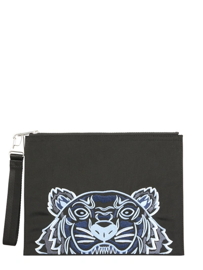 Shop Kenzo Large Pouch With Logo In Black