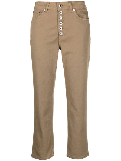 Shop Dondup Cropped Slim-fit Jeans In Neutrals