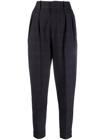 Shop Isabel Marant Checked Tapered Trousers In Blue