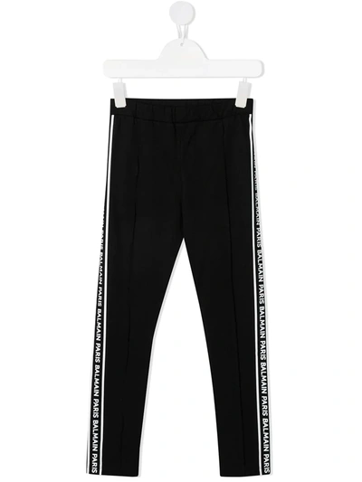 Shop Balmain Logo-tape Track Pants In Black