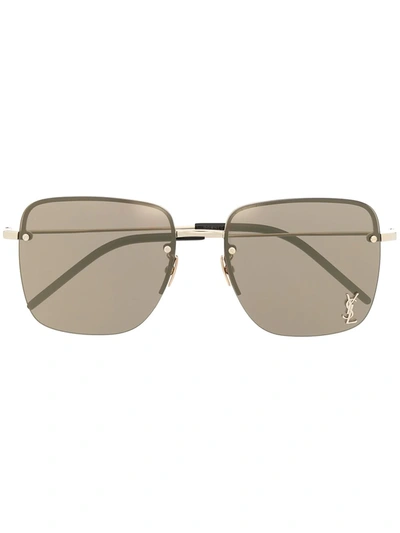 Shop Saint Laurent Monogram Sl312m Square-frame Sunglasses In Gold