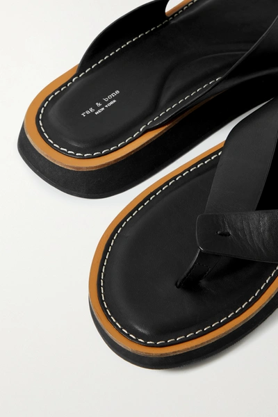 Shop Rag & Bone Parker Leather Flip Flops In Black