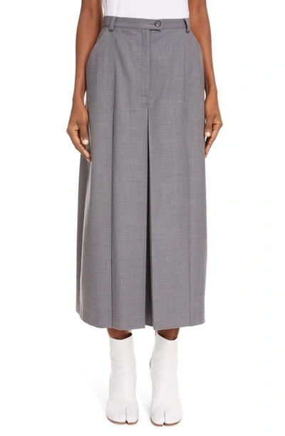 Shop Maison Margiela A-line Flannel Midi Skirt In Dark Grey Melange