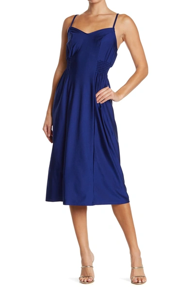 Shop Abound Sweetheart Sleeveless Smocked Waist Midi Dress In Blue Clematis