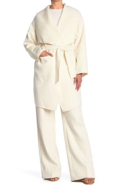 Shop Allsaints Adalee Wool Blend Coat In Ecru White