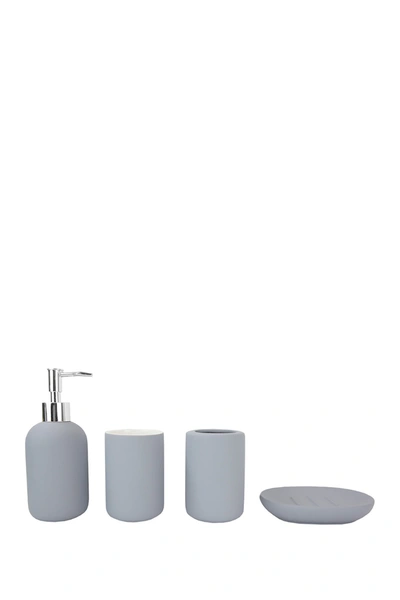 Shop Home Basics 4-piece Rubberized Ceramic Bath Accessory Set In Grey