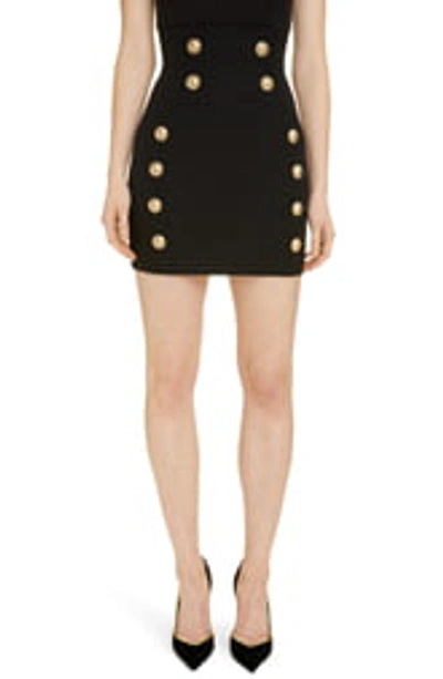Shop Balmain Button Detailed Fitted Skirt In 0pa Noir