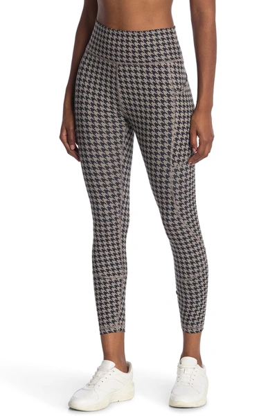 Shop X By Gottex Core High Waist Side Pocket Leggings In Olive Houndstooth