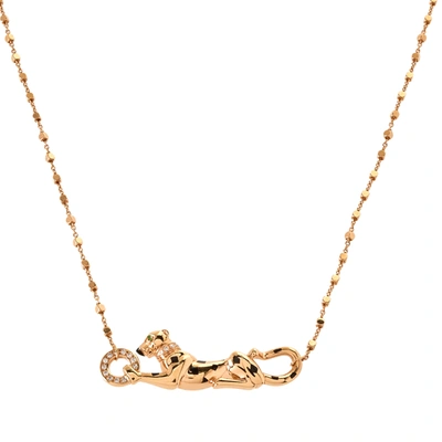 Pre-owned Cartier Diamond Tsavorite 18k Rose Gold Necklace