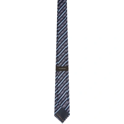 Shop Ermenegildo Zegna Navy & Blue Silk Striped Tie In G Print