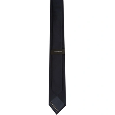 Shop Ermenegildo Zegna Brown & Navy Silk Jacquard Tie In A Brown