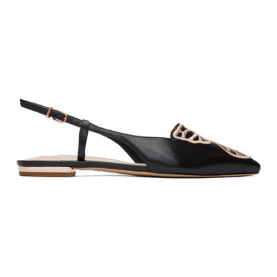 Shop Sophia Webster Black Butterfly Slingback Flats