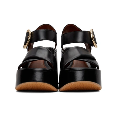 Shop See By Chloé Black Leather Lyna Wedge Sandals In 999 Black