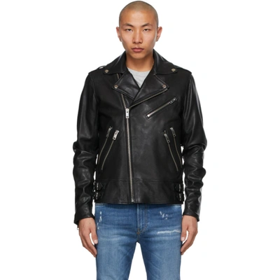Shop Diesel Black Leather L-garrett Biker Jacket In Black9xx