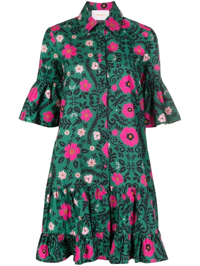 Shop La Doublej Choux Floral Print Dress In Green