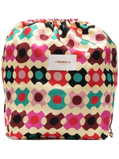 La Doublej Sack Groovy Dot-print Silk-twill Drawstring Bag In Yellow