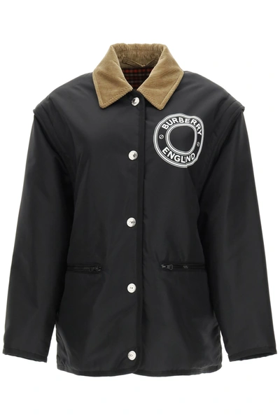 Shop Burberry Reversible Detachable Sleeve Jacket In Black