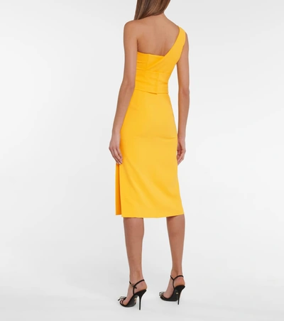 Shop Dolce & Gabbana One-shoulder Midi Dress In Yellow