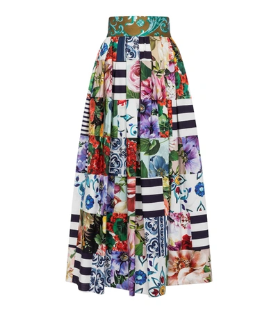 Shop Dolce & Gabbana Printed Cotton-blend Maxi Skirt In Multicoloured