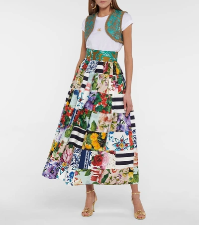 Shop Dolce & Gabbana Printed Cotton-blend Maxi Skirt In Multicoloured