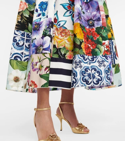 Shop Dolce & Gabbana Printed Cotton-blend Maxi Skirt In Multicoloured