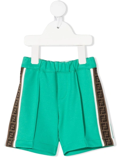 Shop Fendi Logo-trim Shorts In 绿色