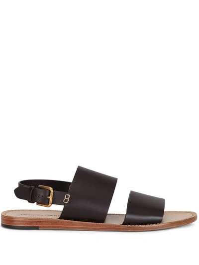 Shop Dolce & Gabbana Double-strap Leather Sandals In Black