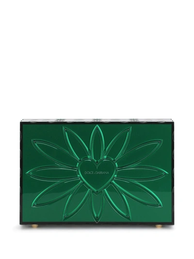 Shop Dolce & Gabbana Devotion Rhinestone-embellished Box Bag In Green