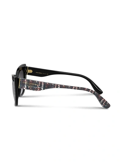 Shop Dolce & Gabbana Family Cat-eye Frame Sunglasses In Black