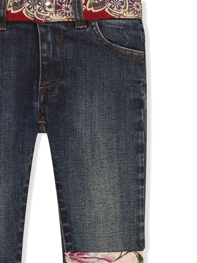 Dolce & Gabbana Floral-patch Jeans In Blue