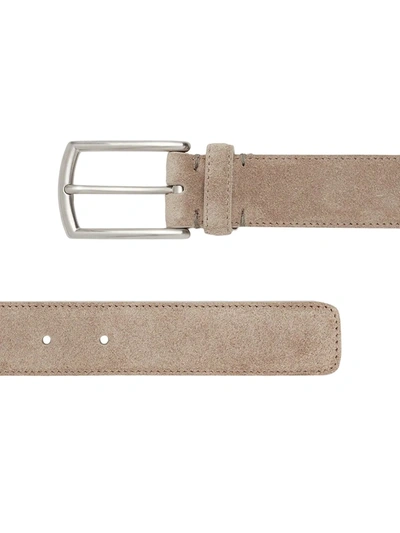 Shop Ermenegildo Zegna Buckled Suede Belt In Neutrals