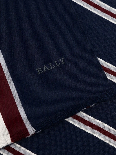 Shop Bally Striped Virgin Wool Scarf In Blue